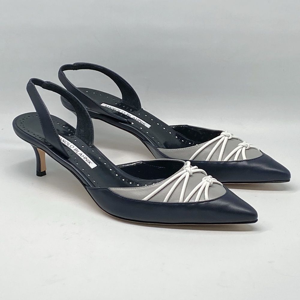 Manolo Blahnik Maretsli 50MM Leather Slingback Pumps size 39
